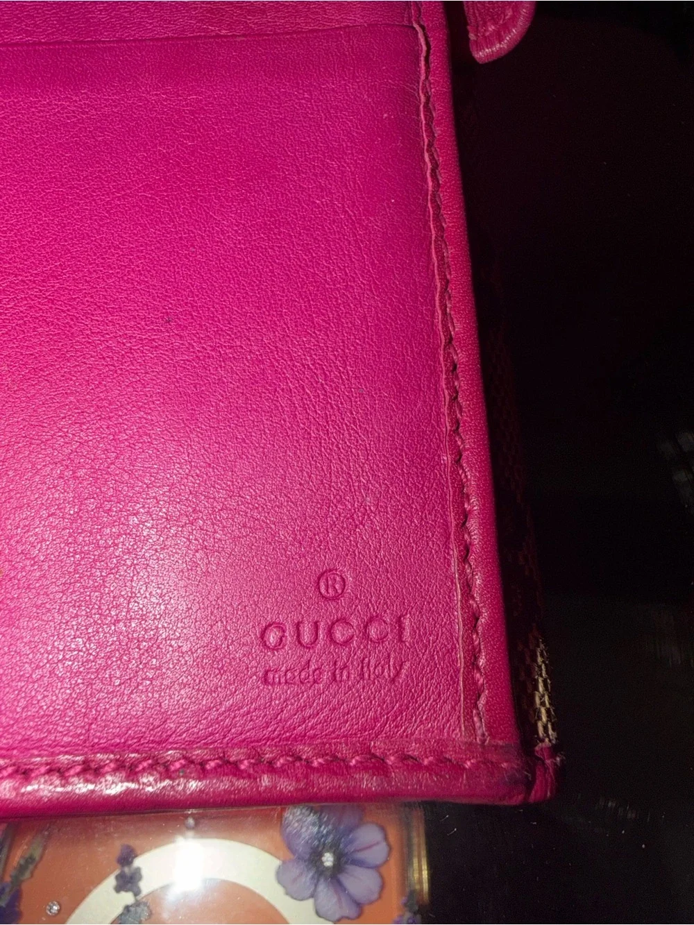 Gucci Vintage GG Canvas Convertible Wallet On Chain Pink WOC